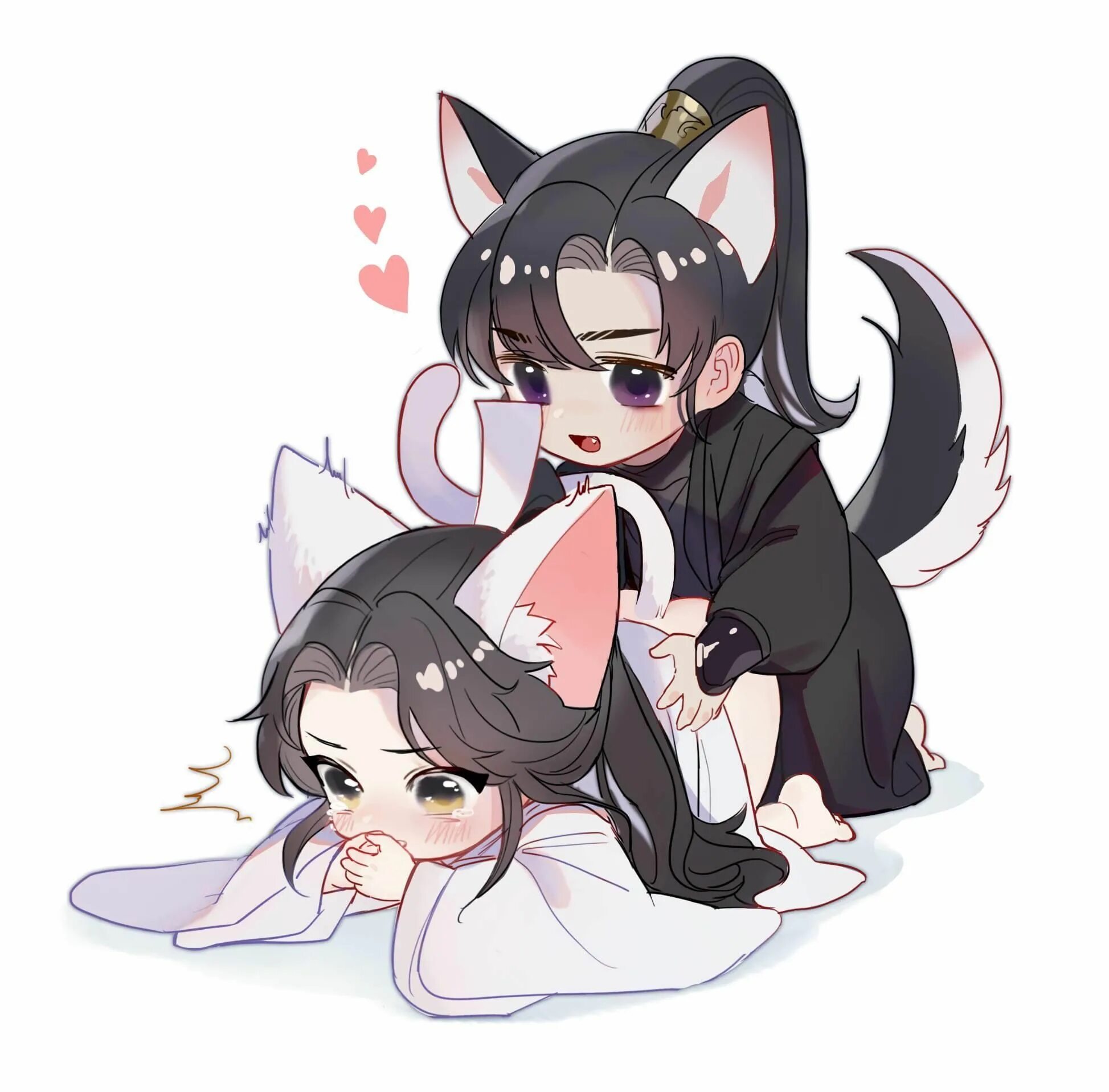 Хаски и его кот учитель. Husky and his white cat shizun. хаски и его учитель белый кот чиби. хаски и его белый кот-шицзунь. хаски и его учитель белый кот аниме.