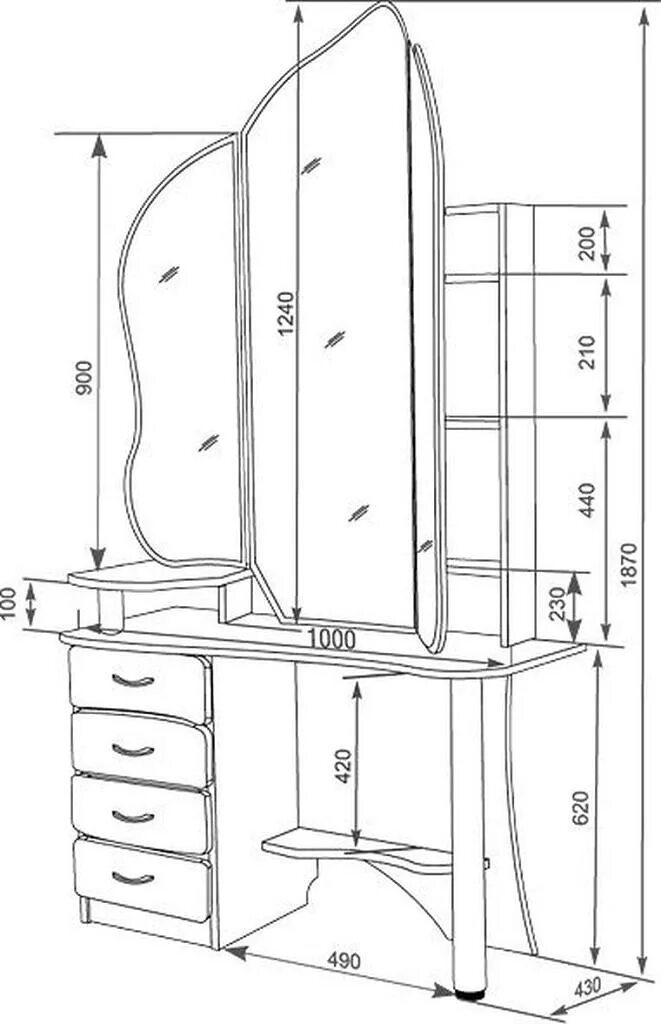Туалетный столик Размеры. Высота туалетного столика с зеркалом. Трельяж. Сборка стола туалетного