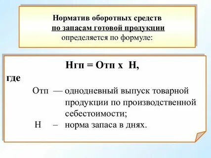 Норматив запаса готовой продукции
