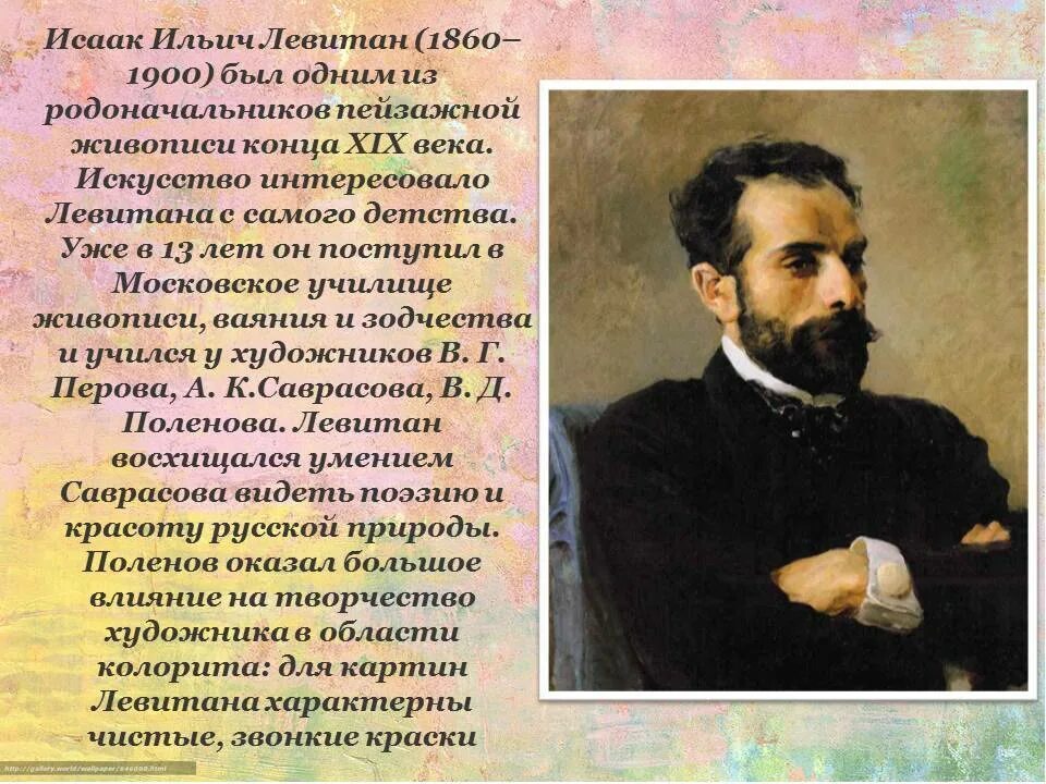 Название города с которым связана деятельность левитана. Портрет Левитана Исаака Ильича.