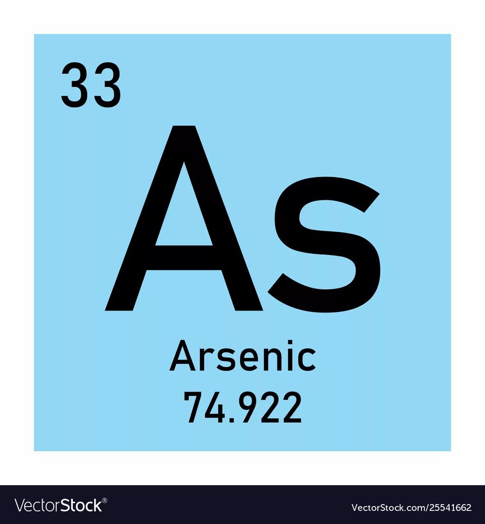 Arsenic Chemical Element with Atomic Number, Symbol and Weight Vector Illustrati