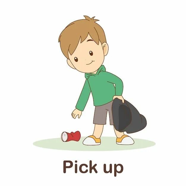 To pick people up. To pick up. pick up flashcard. pick picture. walk flashcard.