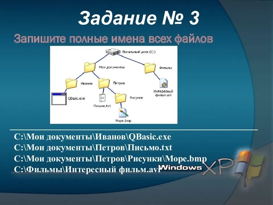 Задайте полное имя файла. Файл, имя файла, файловая система.. Имена всех файлов. Название файловых структур. Запишите полные имена всех файлов.