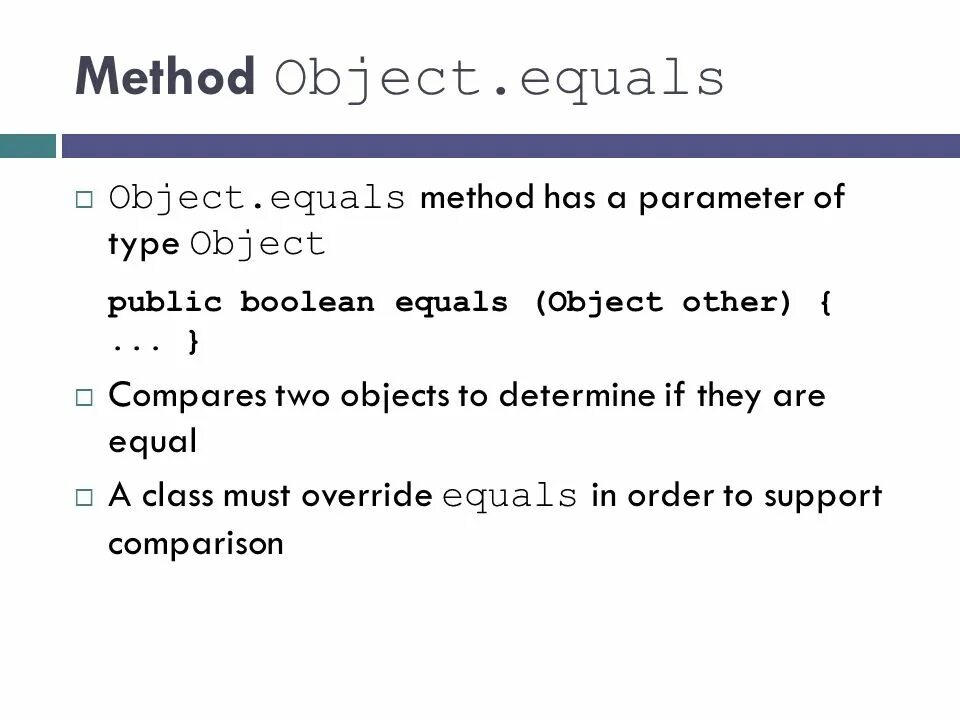 Object equals. Object methods. Методика had. Boolean method. Public object