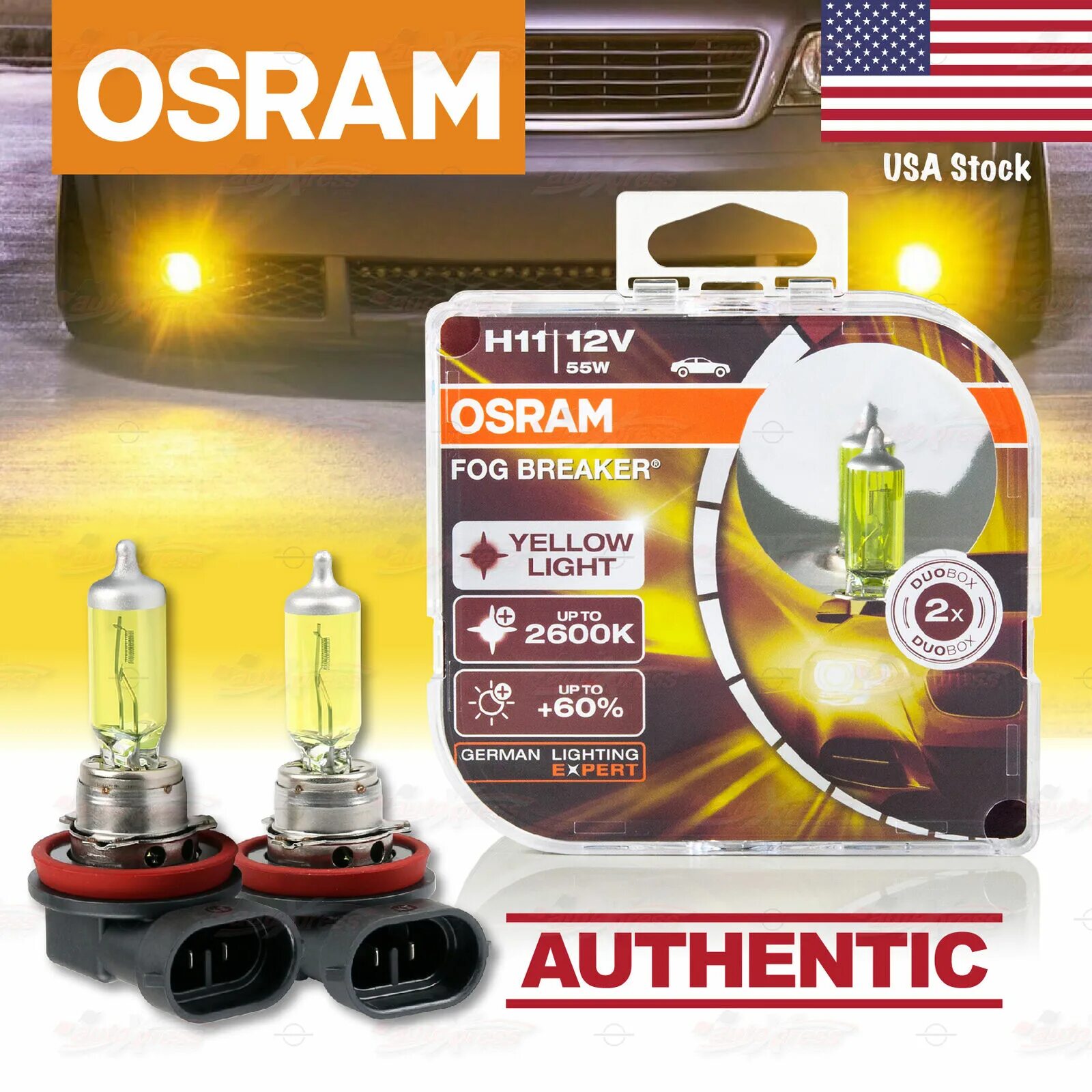 Лампа h11 ALLSEASON Osram артикул. H11. 12v.55w OSRAMFOG Breaker. Yellow Light. 2600k.артикул. Osram Fog Breaker h11. Лампы HELLA h11 Yello артикул.