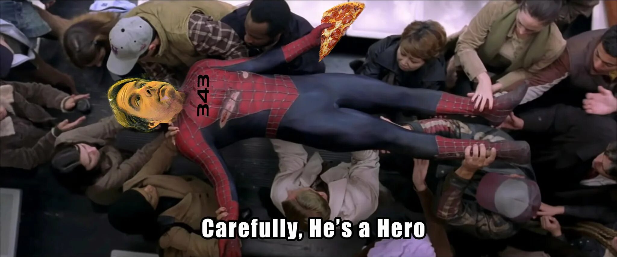 Самого ведь героя. Он герой Спайдермен. Осторожнее он герой человек паук. Осторожно он герой Мем.