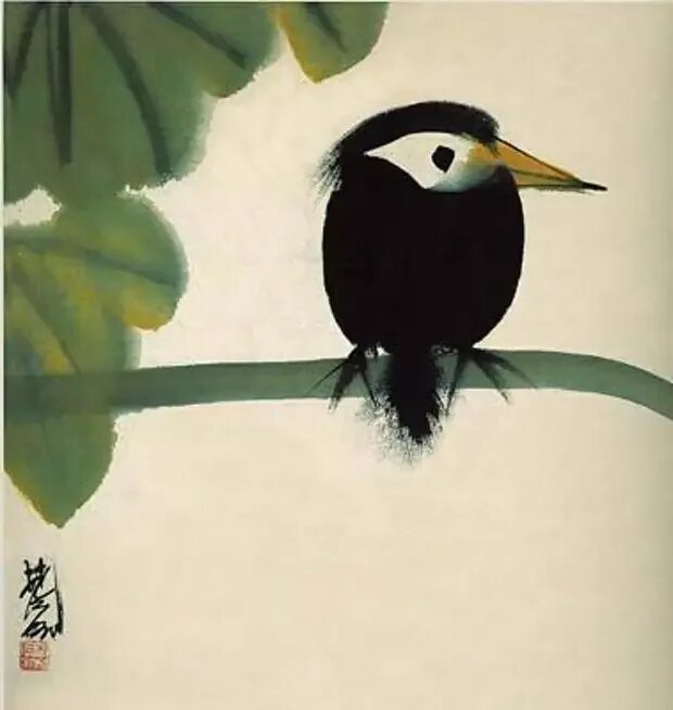 Линь Фэнмянь картины. Линь Фэнмянь птицы. Птица папа на китайской картине.