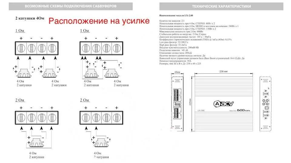 Схема подключения сабвуфера 1+1. Схема подключения сабвуфера с 1 катушкой. Схема подключения 4 динамиков к моноблоку. Хема подключения сабвуферов 1+1.