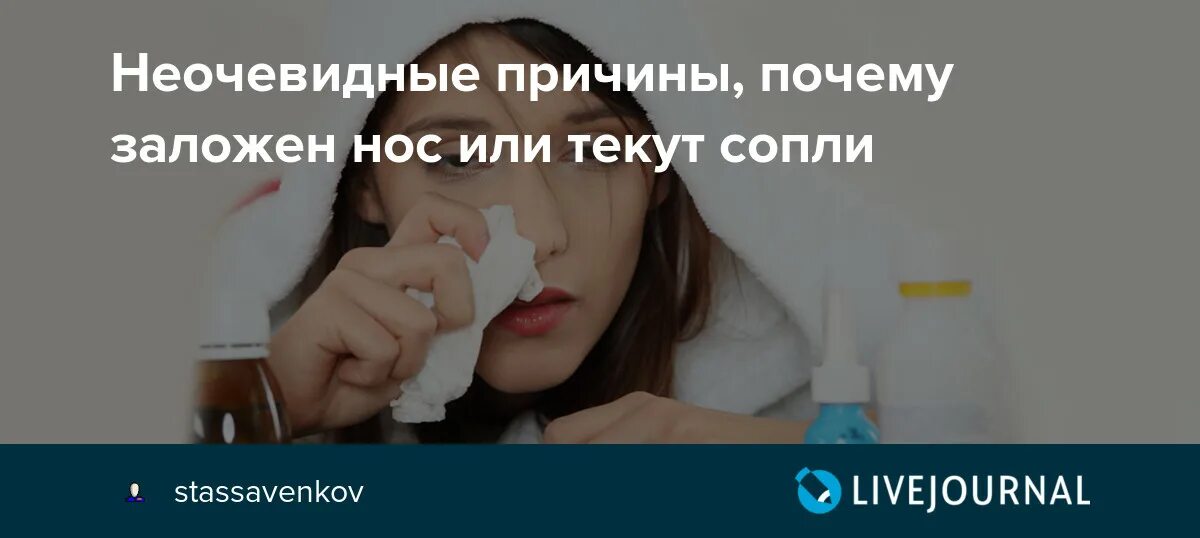 Почему течет нос при простуде. Нос заложен температуры нет. Неочевидные причины насморка. Почему с утра заложен нос. Почему всегда заложен нос.