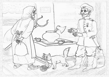 Рисунок сказка каша из топора легко