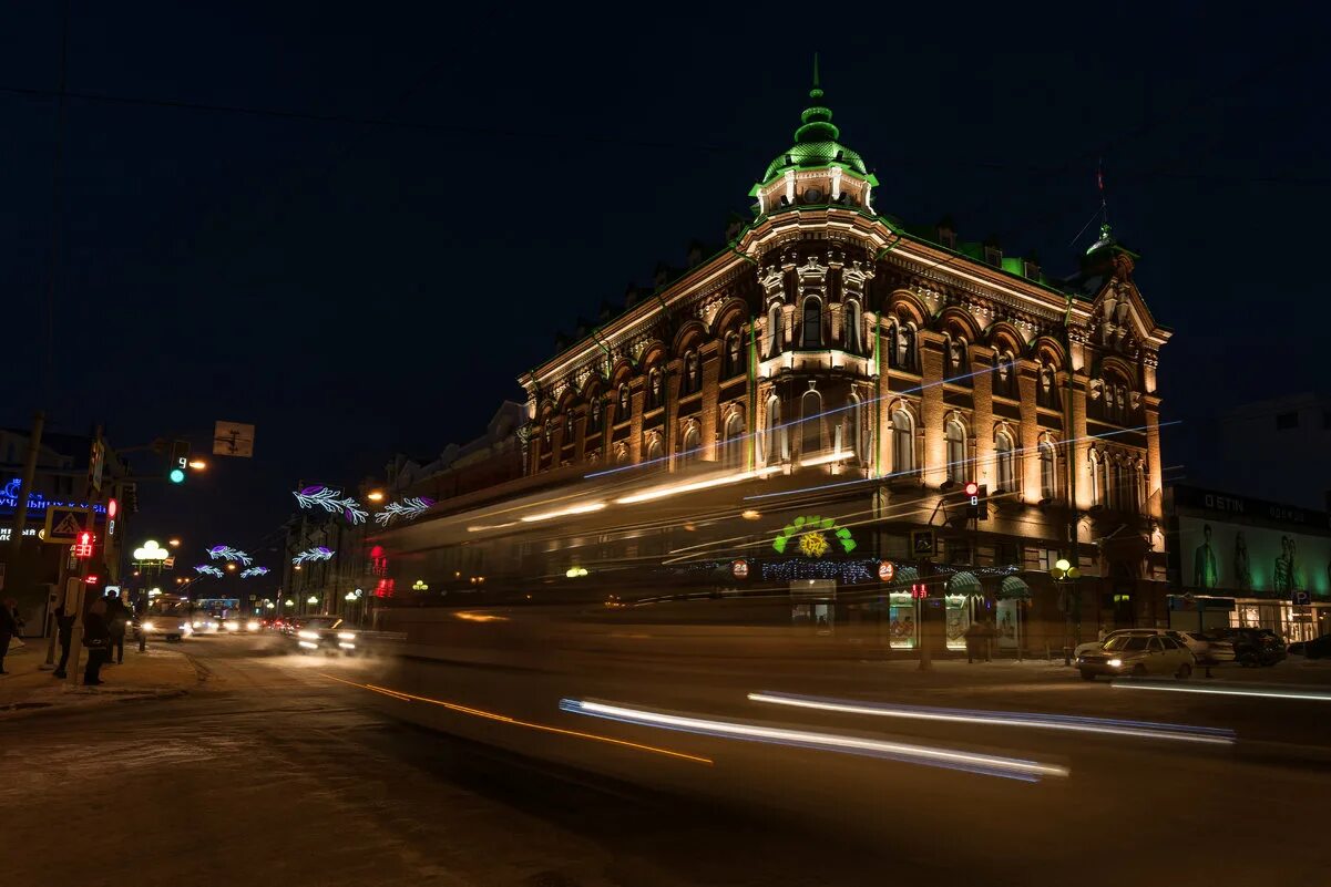 вечерний томск. вид томска ночью. набережная томск ночью. зимний ночной томск. вечерний томск набережная.