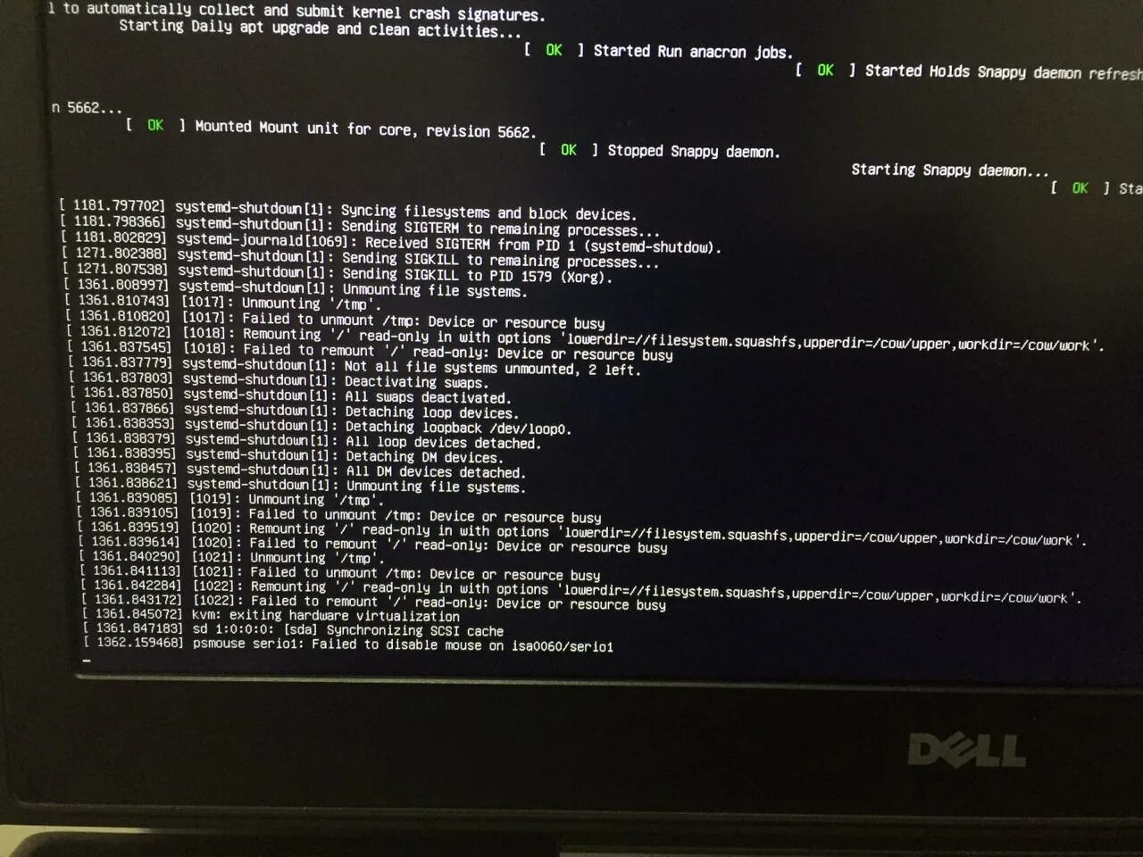 При загрузке Linux failed. Ребут на линукс. >Filesystem is read-only, rebooting. Назначение Cron Anacron systemd ATD systemd-Run. Device or resource busy