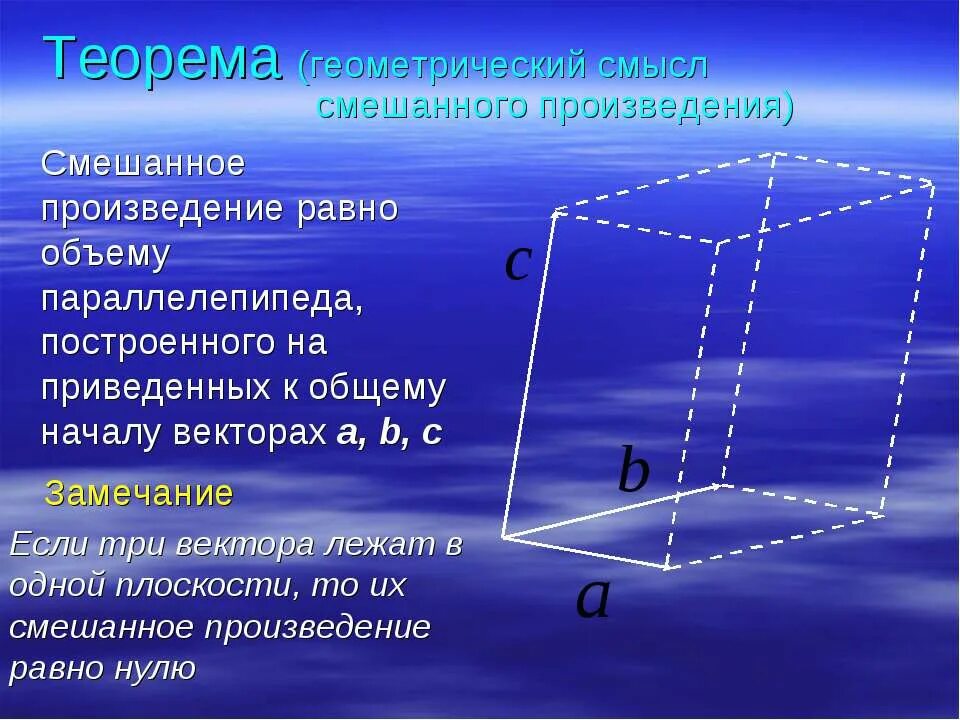 Геометрический смысл произведений. Геометрический смысл смешанного произведения. Геометрический смысл смешанного произведения векторов. Смешанное произведение векторов геометрический смысл. Геометрический смысл векторного и смешанного произведения.