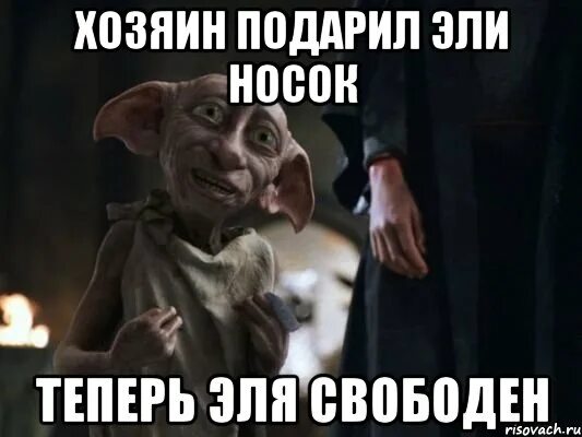 Добби подарили носок. Добби хозяин. добби свободен. теперь добби свободен. добби свободен носок.