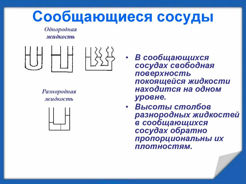 Сообщающиеся сосуды свободная поверхность жидкости. Сообщающищиеся сосуды. Сообщающиеся сосуды. Однородная жидкость в сообщающихся сосудах. Равновесие в сообщающихся сосудах.