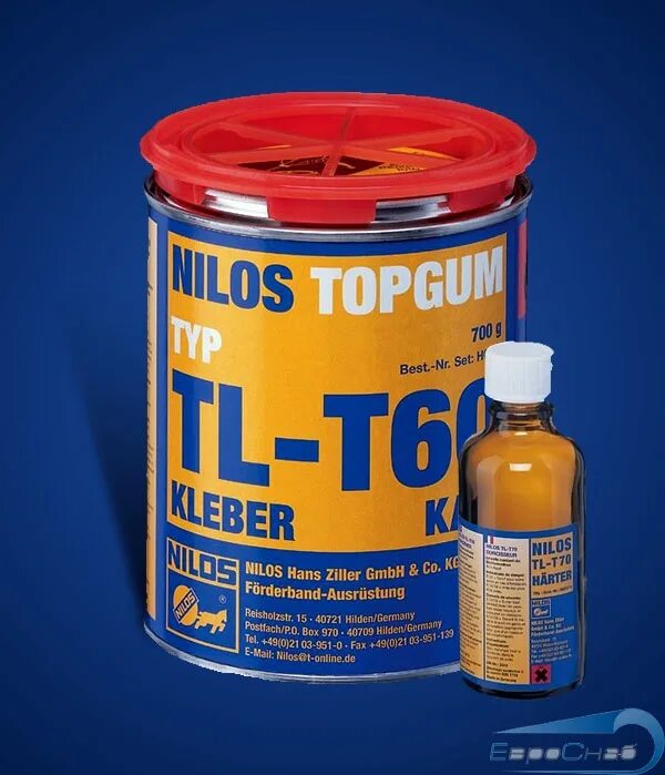 Клей Nilos TOPGUM TL-t60. Клей для транспортерной ленты двухкомпонентный. Клей Nilos TOPGUM TL-t60, кг. Клей для склеивания резины двухкомпонентный.