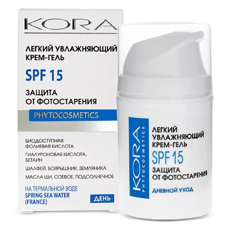 Kora - крем-гель легкий увлажняющий, SPF-15. Крем спф 50 для лица отзывы