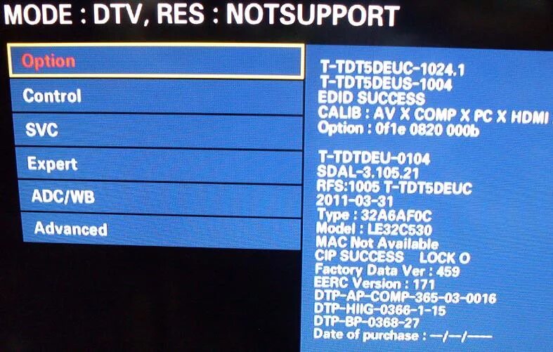 Samsung t24e310ex перестал ловить каналы. Настройки Mode:DTV,res:notsupport. Farmtrac 9120 DTV И 9130 DTV.. Версия по:t-msv4deuc-1006.1.