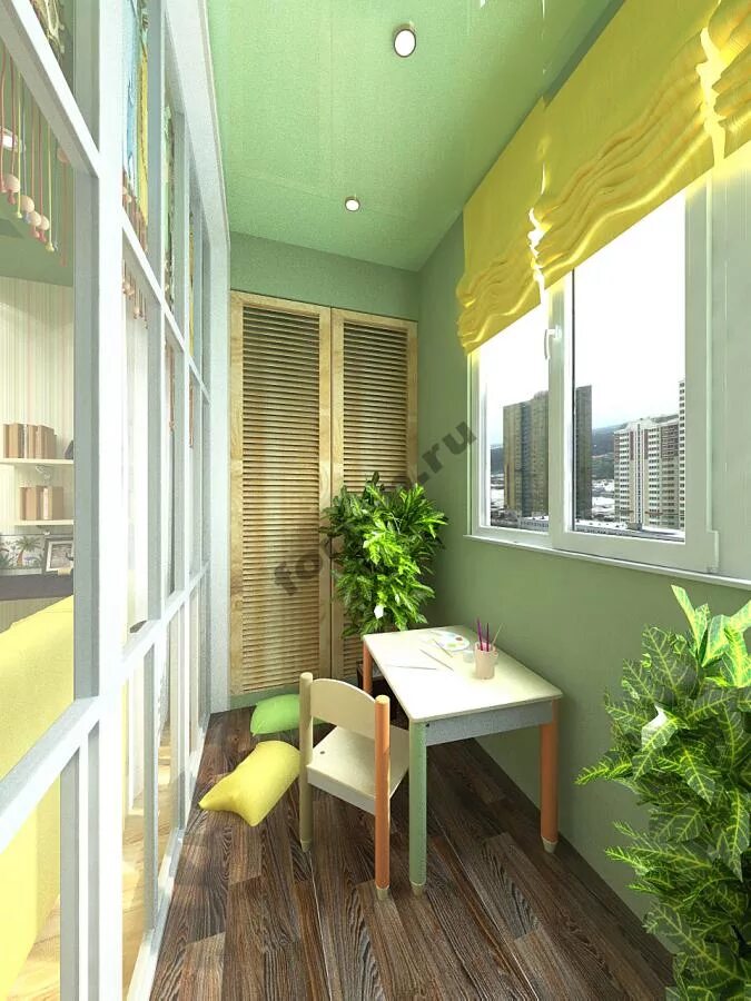 интерьер балкона лоджии. какие цвета балкона. цветовые решения для балкона. интерьер балкона. салатовый балкон.