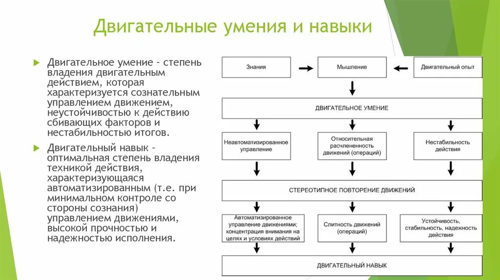 Этапы обучения этап начального разучивания. Двигательные навыки примеры. Стадии формирования двигательного навыка схема. Двигательное умение и двигательный навык. Пример двигательного умения и двигательного навыка.