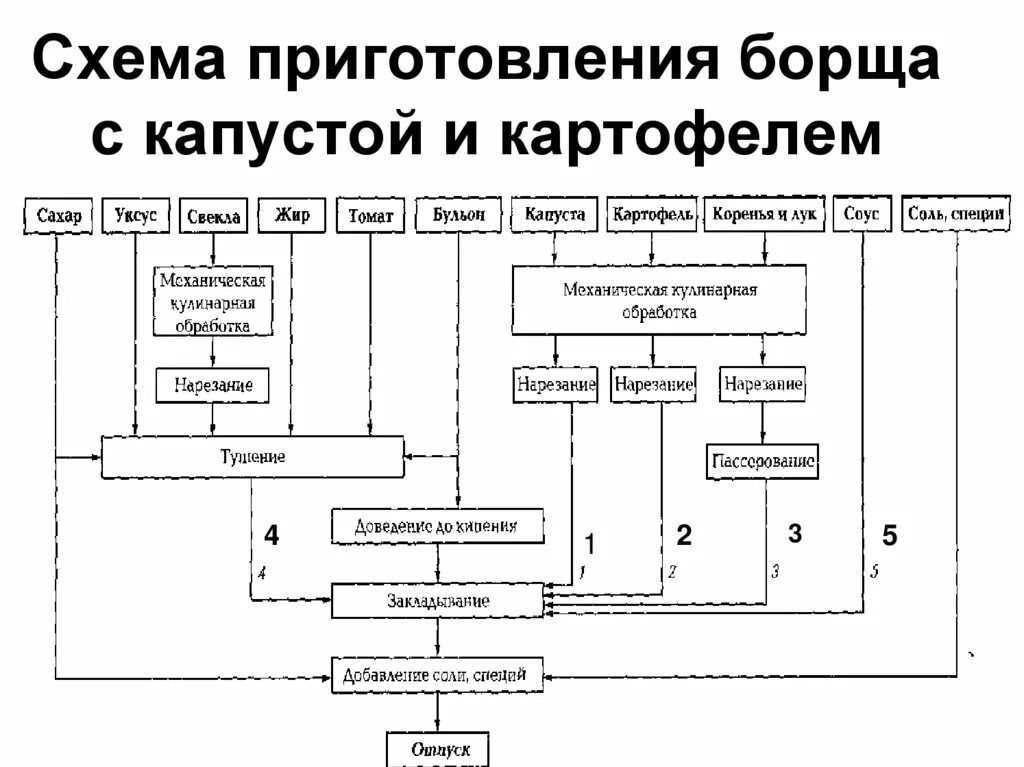 Технологическая схема борща с капустой и картофелем Технологическая схема борща с капустой и картофелем
