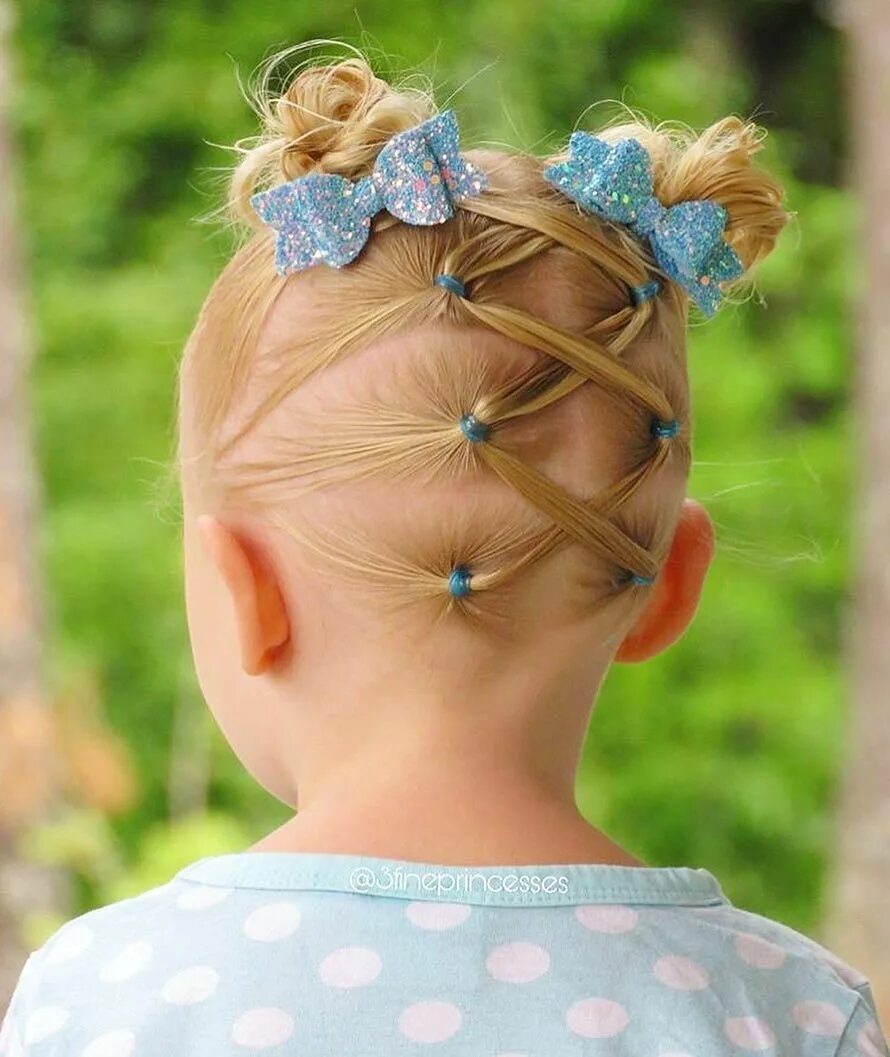 Three connected ponies into a side topknot Toddler hairstyles girl fine hair, Ba
