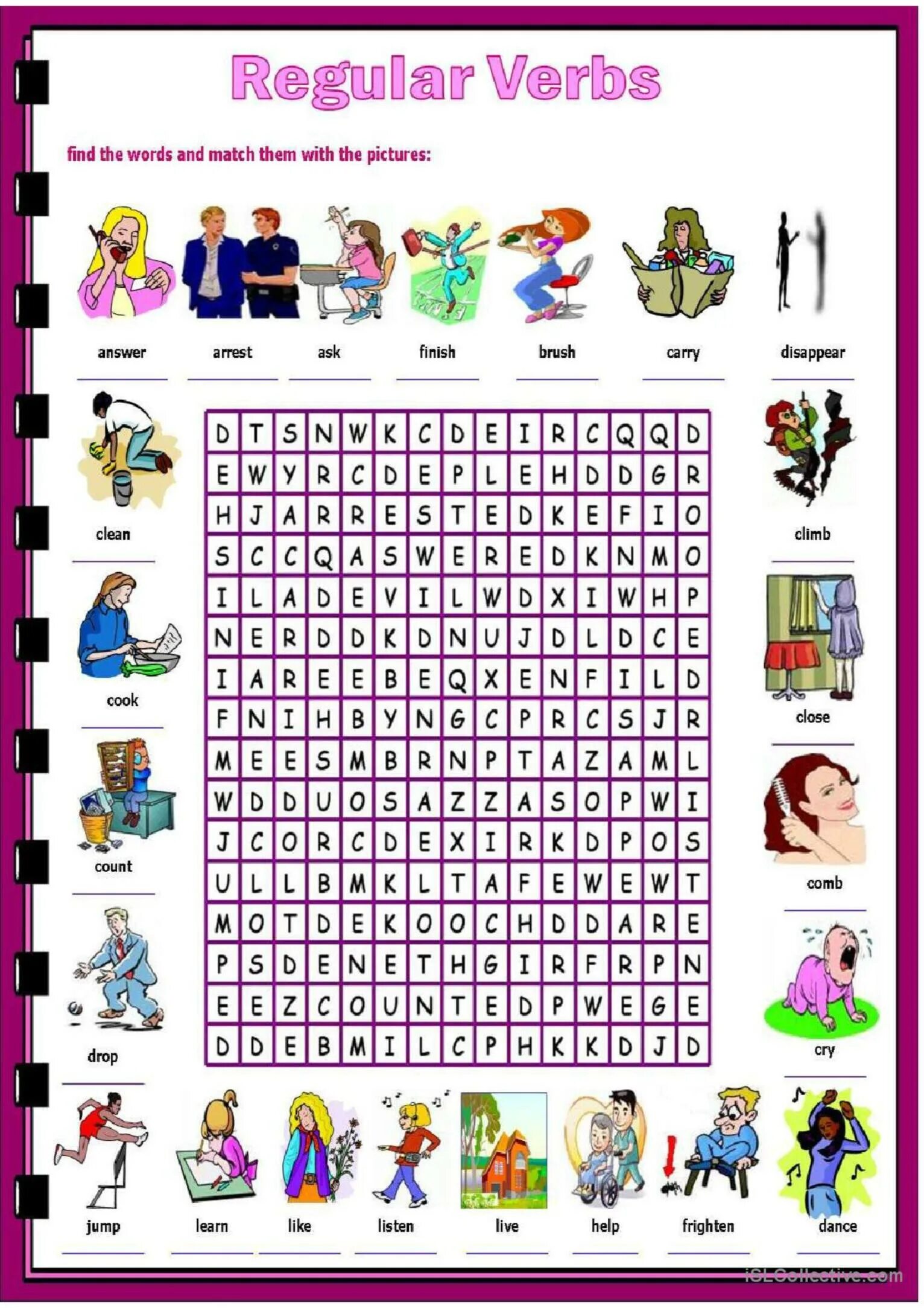 Find the irregular verb. Find the irregular verb