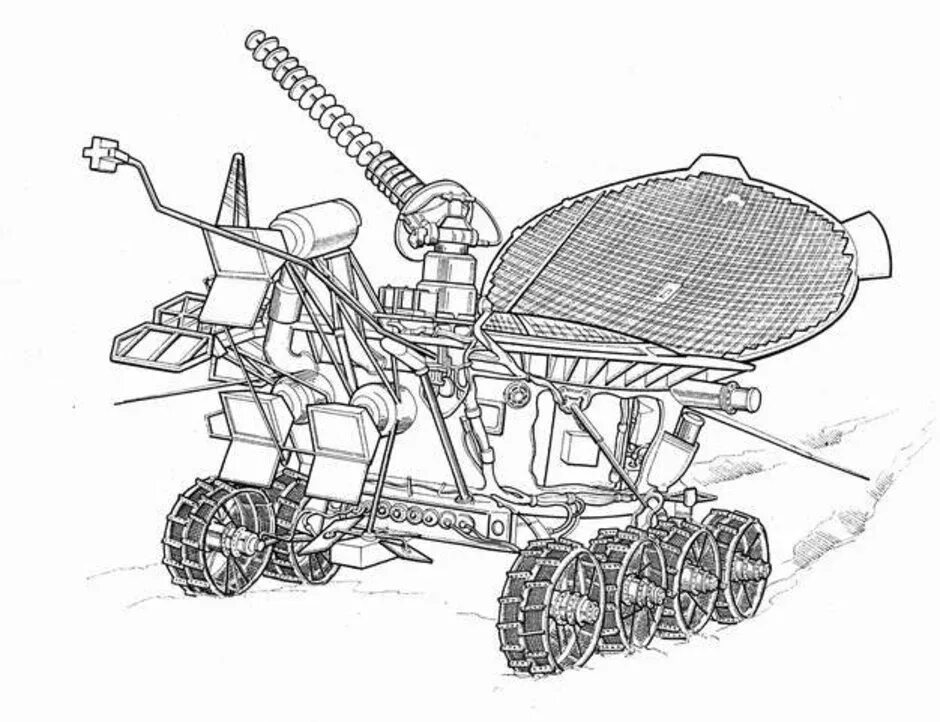 Луноход-1 планетоходы. Луноход раскраска для детей.