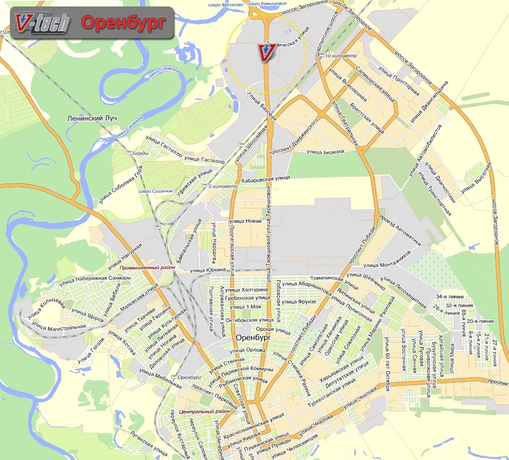 схема города оренбурга
