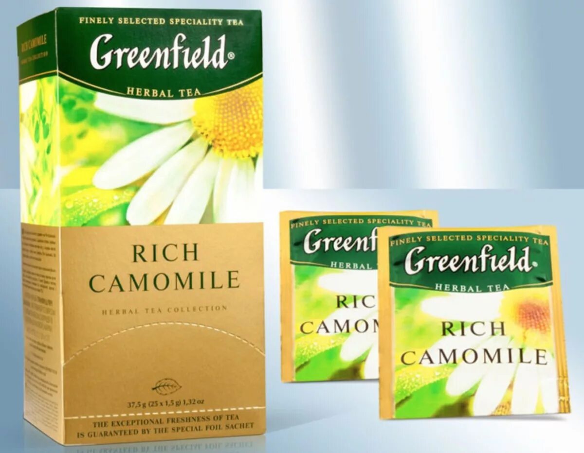 Чай Гринфилд 25 пак*1,5 гр Рич Камомайл. Чай Гринфилд с ромашкой. "Greenfield" Camomile Herbal 25х1,5г. Ромашковый чай Гринфилд. Ромашка чай польза и вред для организма