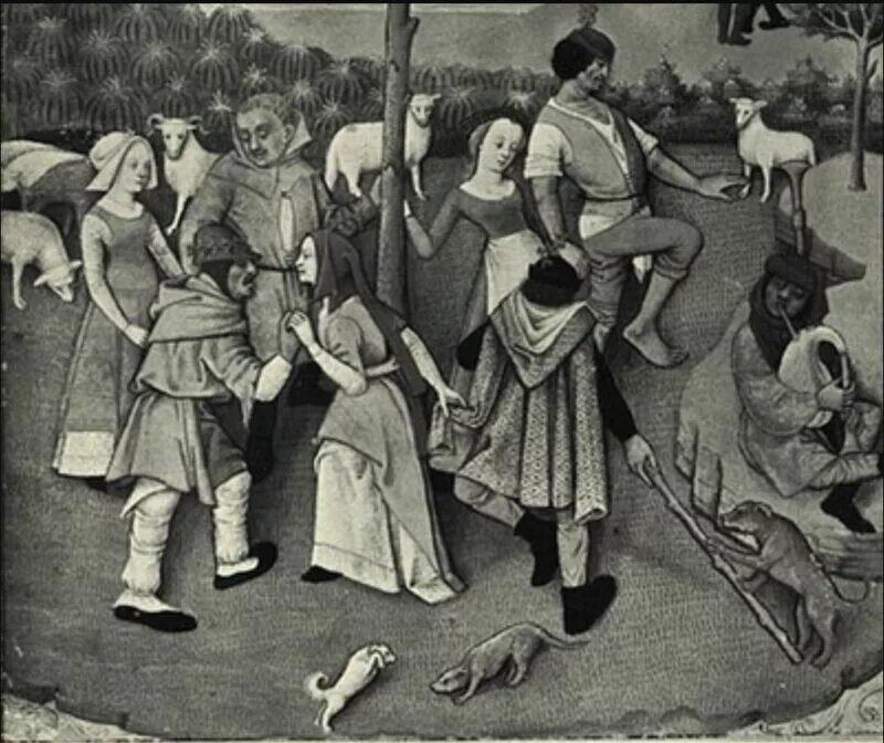 Пляска Святого Витта 1518. Танцевальная чума 1518 года. Танцевальная чума Питер брейгель.