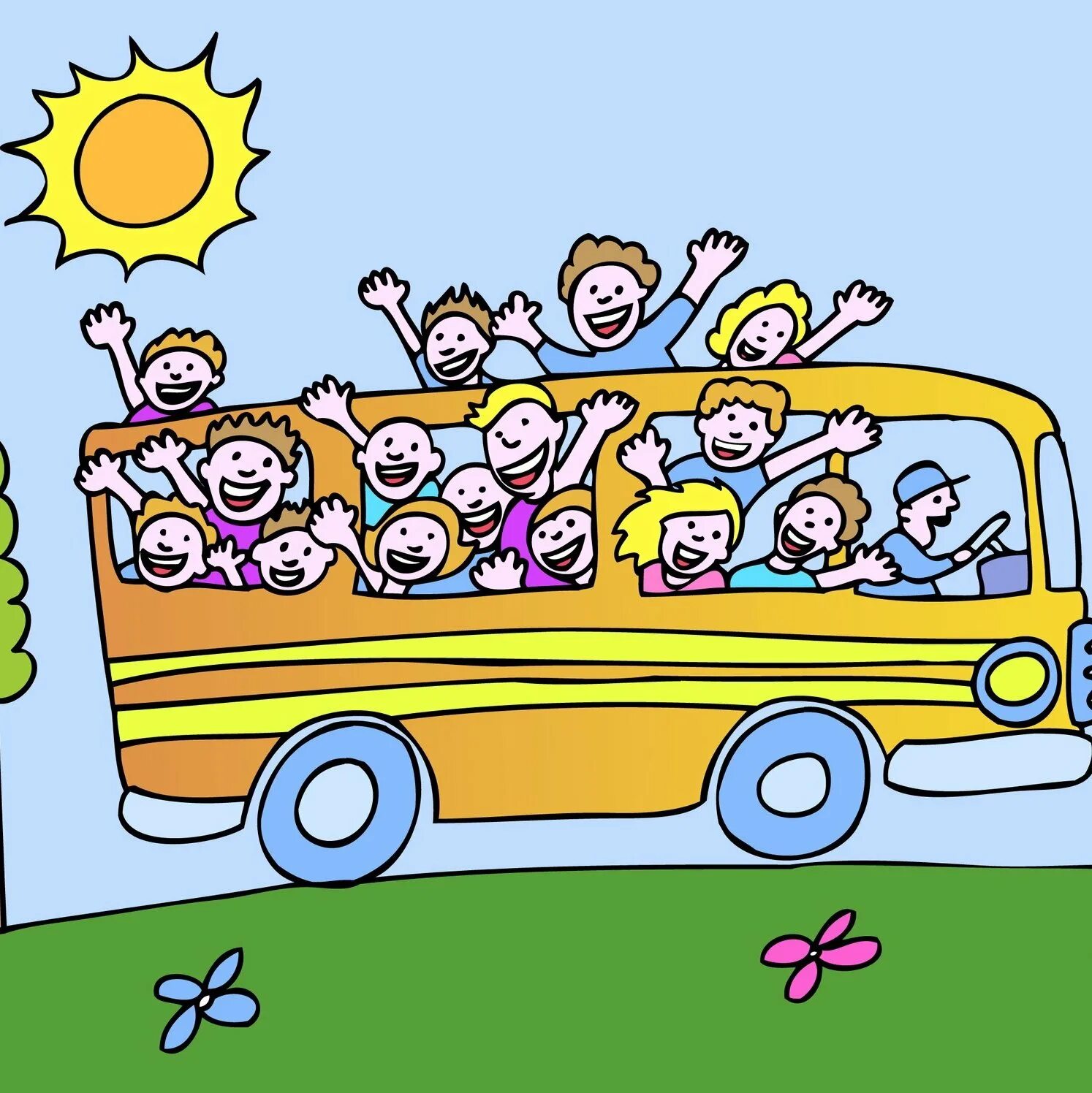 Путешествие с детьми. Едут дети веселое. Экскурсия иллюстрация. Семья путешествует. Картина для детей едем на автобусе.