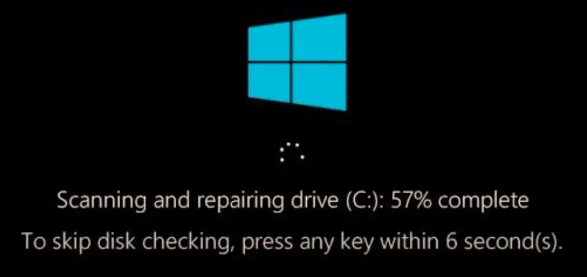 To skip disk checking press any key