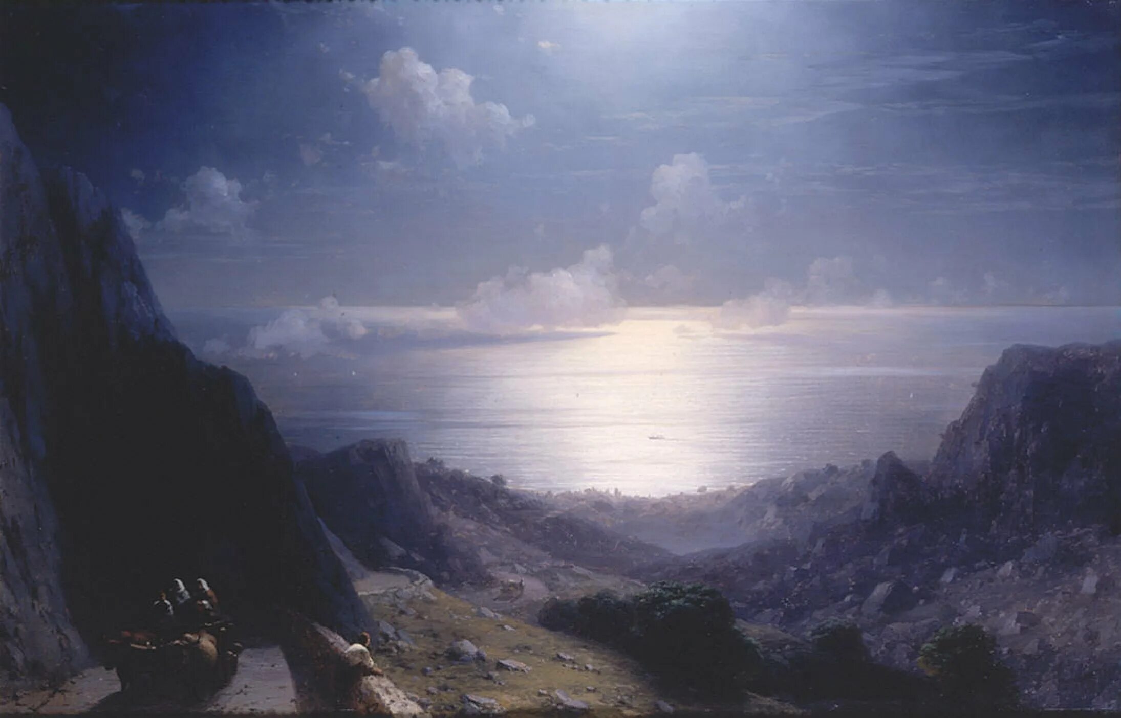 Айвазовский Ялта 1864. Неаполитанский залив в лунную ночь Айвазовский.