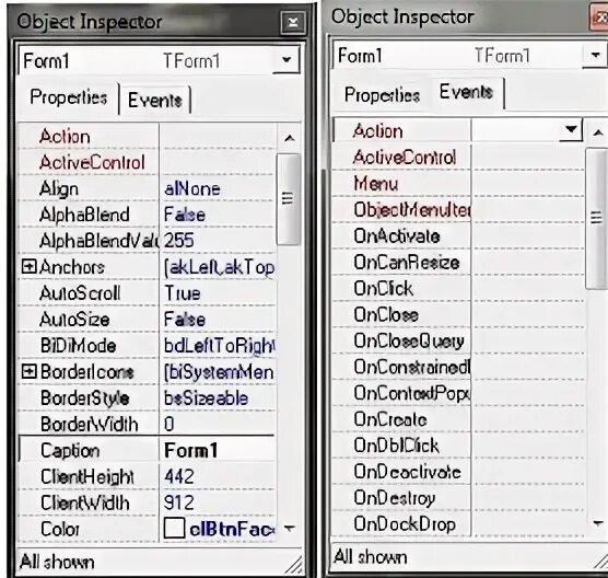 Инспектор объектов. Элементы imagelist. Object inspector. Системы визуального программирования. Ttable.