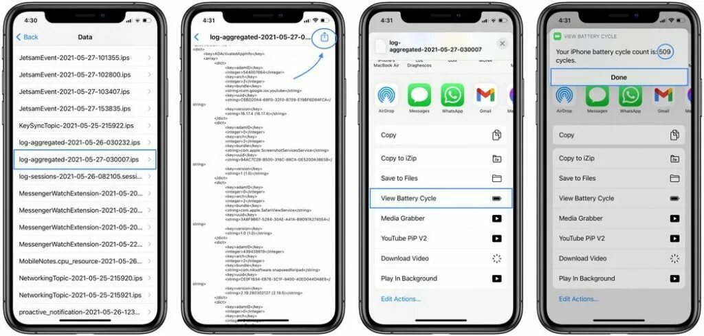 Как узнать сколько циклов зарядки iphone