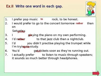 Write two words in each gap