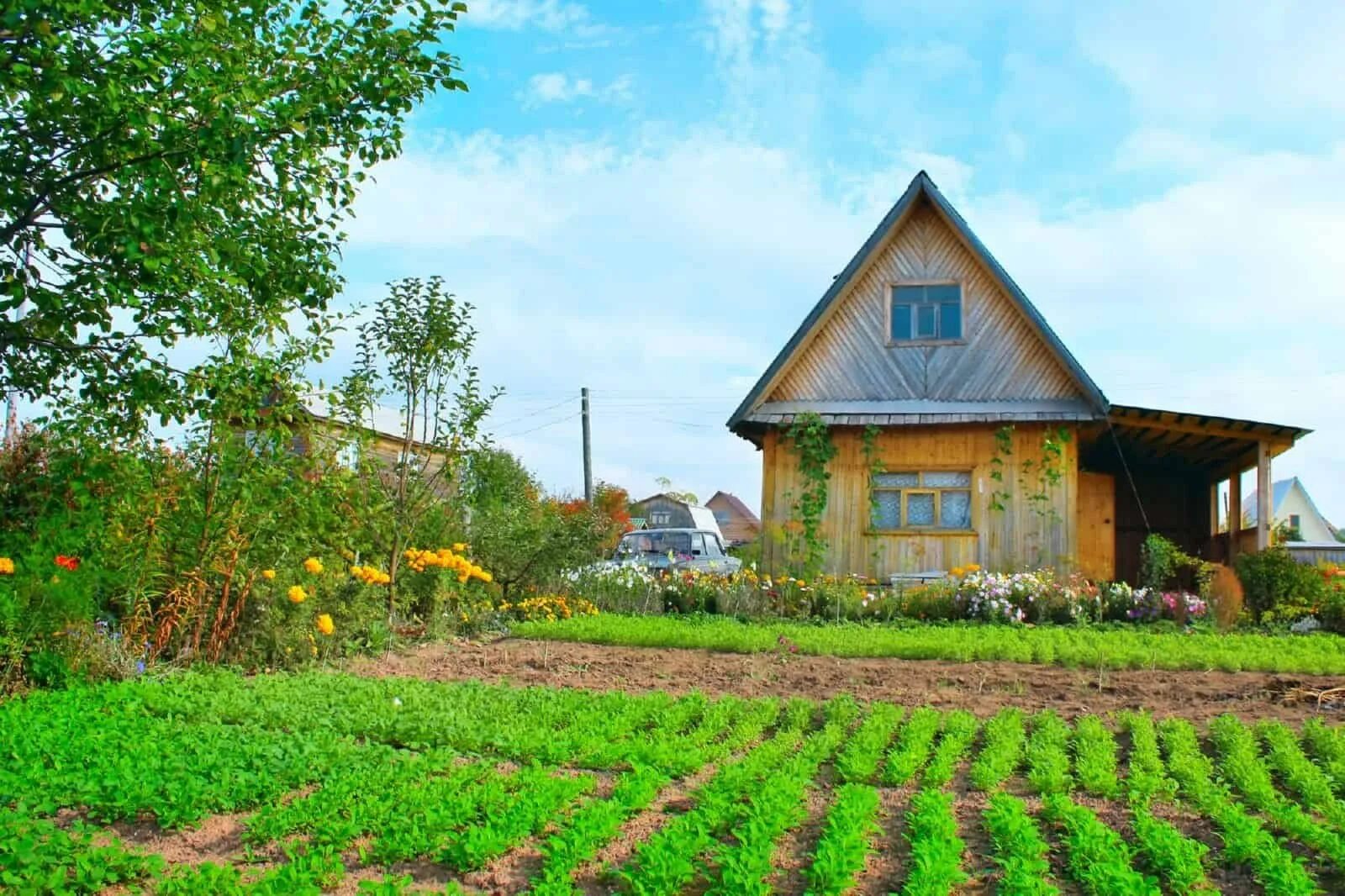 Русский ландшафтный кантри стиль. Загородный домик. Дачный участок. Дачные земельные участки. Садовые участки с домом.
