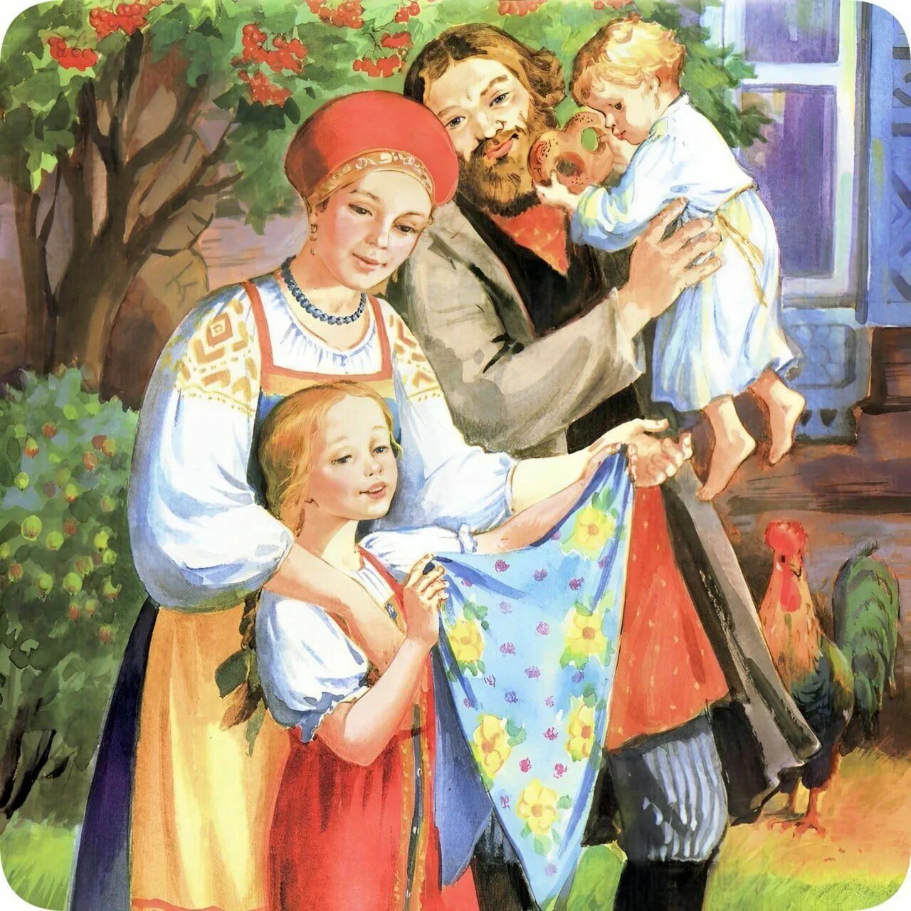 Иллюстрации к сказкам. Рнс курочка ряба. Сказки с главным героем. Гуси лебеди картинки. Сказки где семья.