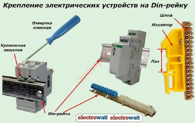 Крепление электрооборудования на din-рейку. Рейка крепления автоматов электрических. Автоматический выключатель для крепления на din рейке. Как крепится автомат