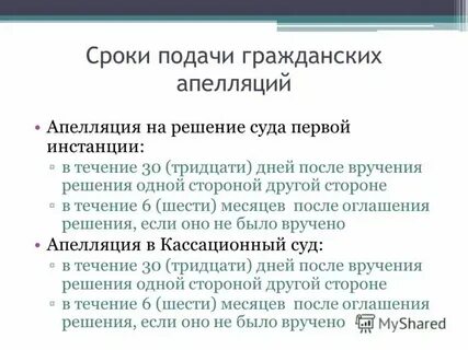 Производство в апелляционной инстанции сроки