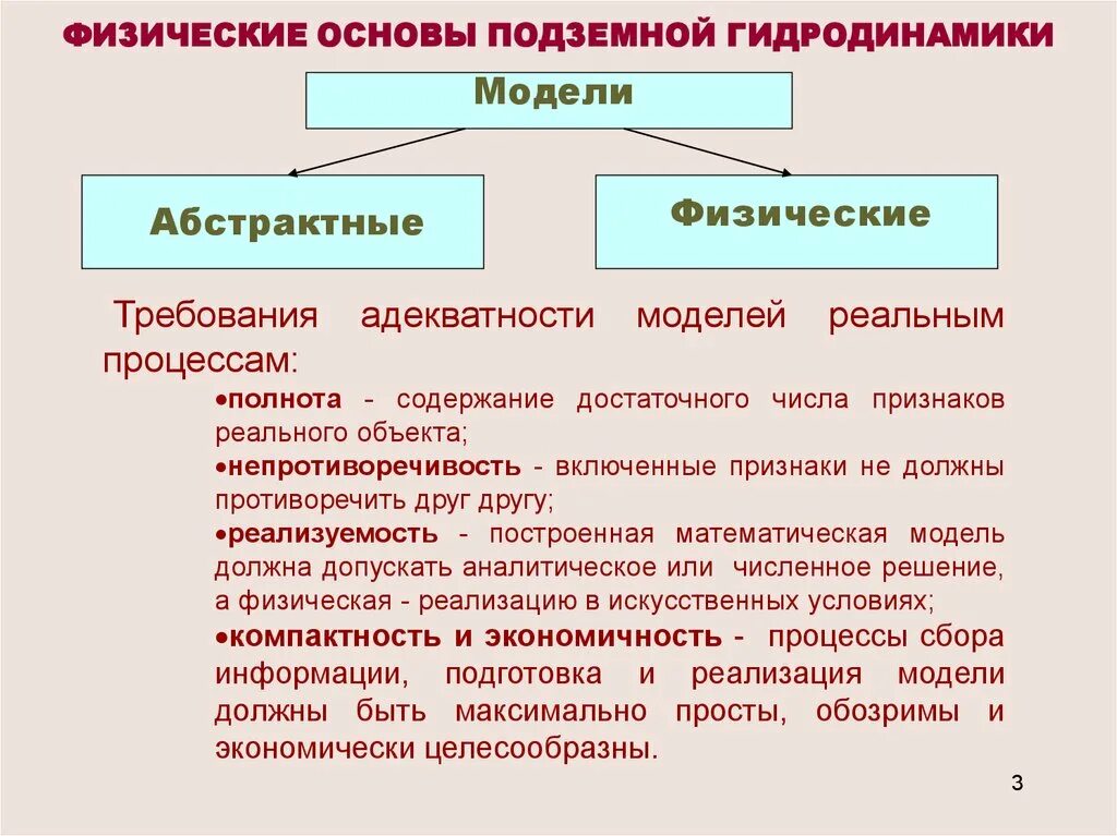 Подземная гидродинамика. Основы гидродинамики. Физические модели гидродинамики. Основные положения гидродинамики. Физические основы включают