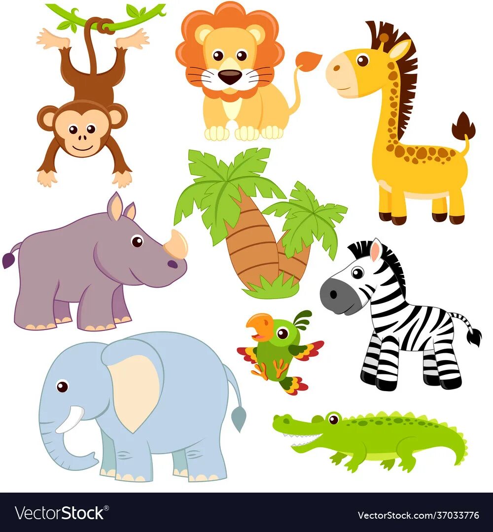 Африканские животные для детей. Животные сафари мультяшные дети. Животные джунглей. Животные сафари для фотопечати.