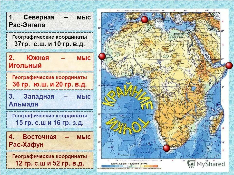 Координаты северного мыса африки