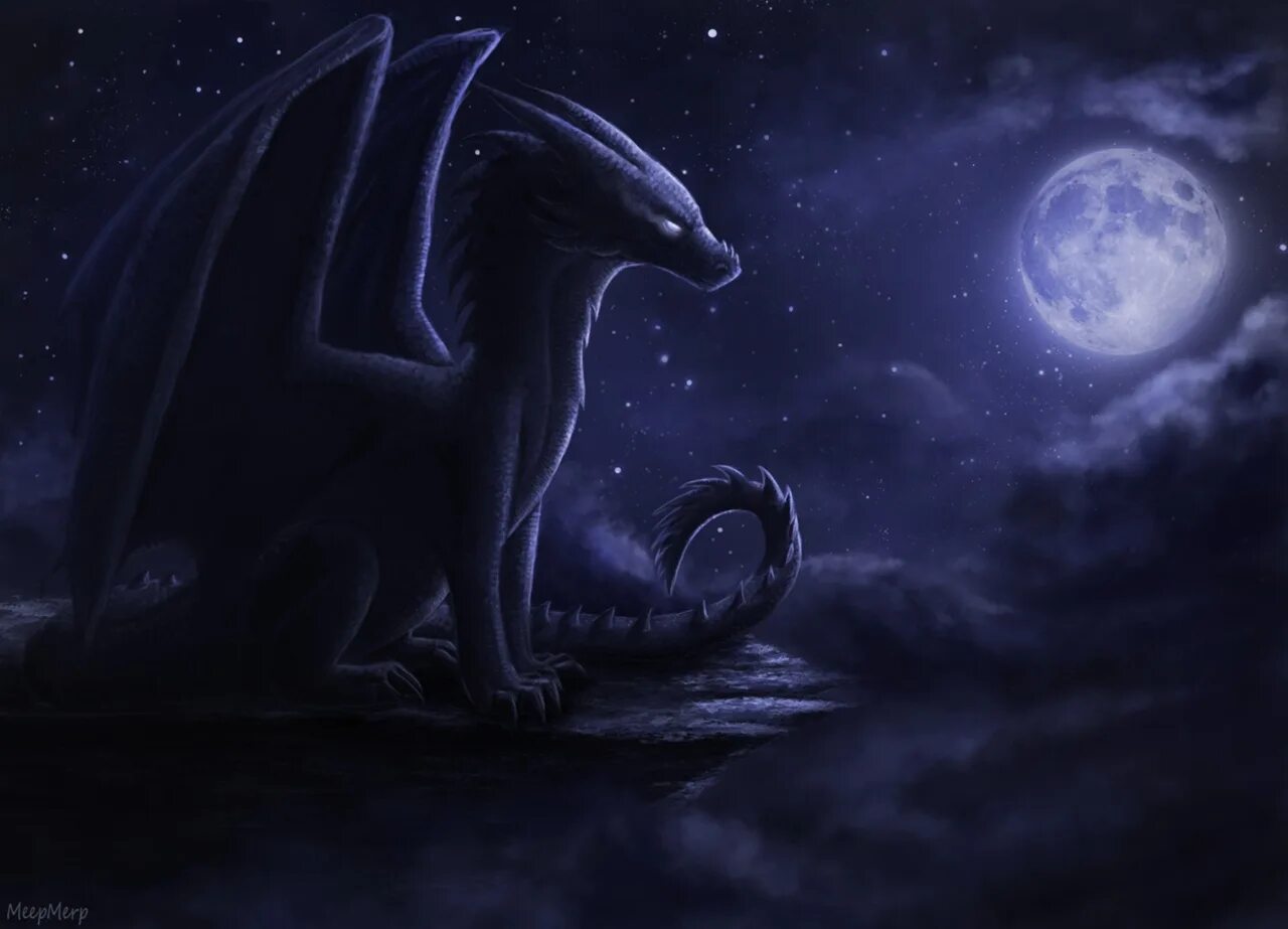 Ночной дракон. Драконы ночи. Лунный дракон. Одинокий дракон.