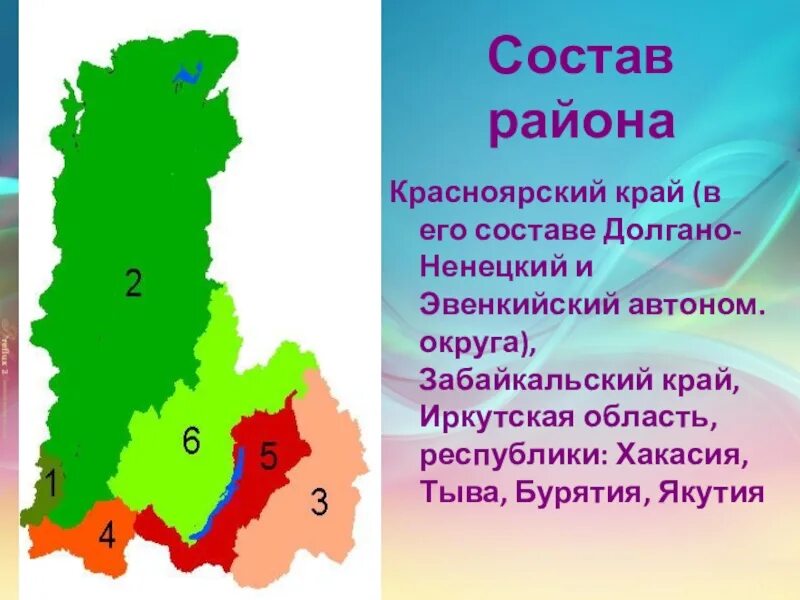 Какие края входят в сибирь. Состав Красноярского края. Красноярский край Восточная Сибирь. Красноярский край экономический район. Восточно Сибирский район состав.