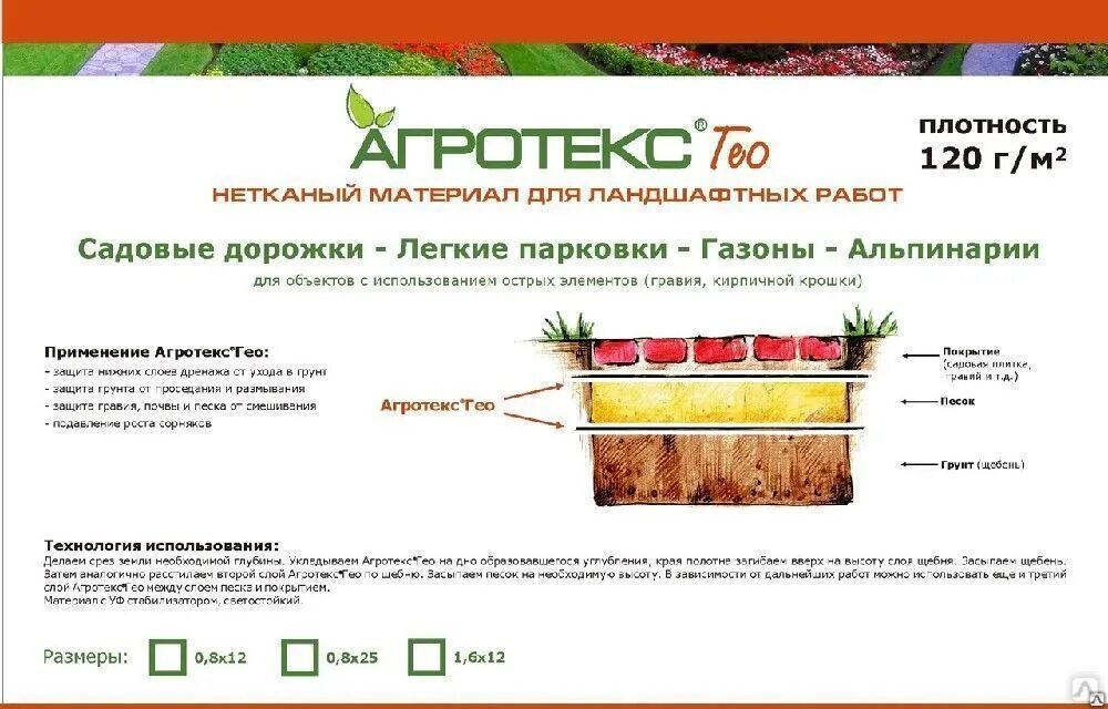 Геотекстиль садовый какой плотности