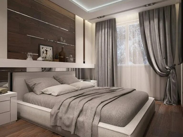 Спальня в современном стиле 12кв. Интерьер спальни 11кв квадратная. Маленькая спальня в современном стиле. М. М.