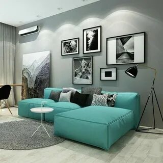 Серый и бирюзовый в интерьере