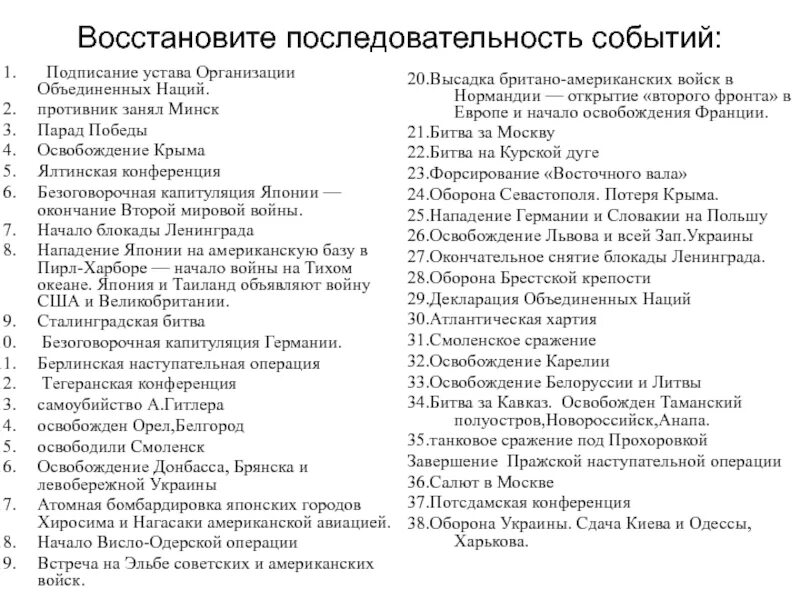 Определите последовательность событий второй мировой. Последовательность событий 2 мировой. Последовательность событий 1 мировой войны. Поряд событий 2 мировой войны.